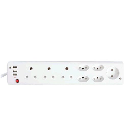 8 Way Multiplug with 3 USB Ports